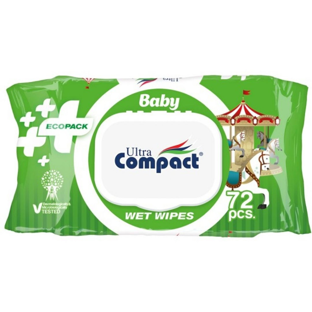 Дитячі вологі серветки Ultra Compact Ecopack 72 шт з клапаном (8697420534714) Дитячі вологі серветки Ultra Compact Ecopack 72 шт з клапаном (8697420534714)