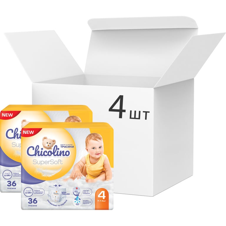 Підгузки Chicolino Super Soft Розмір 4 (7-14 кг) 36 шт, 4 Упаковки (4823098414650) - фото 9
