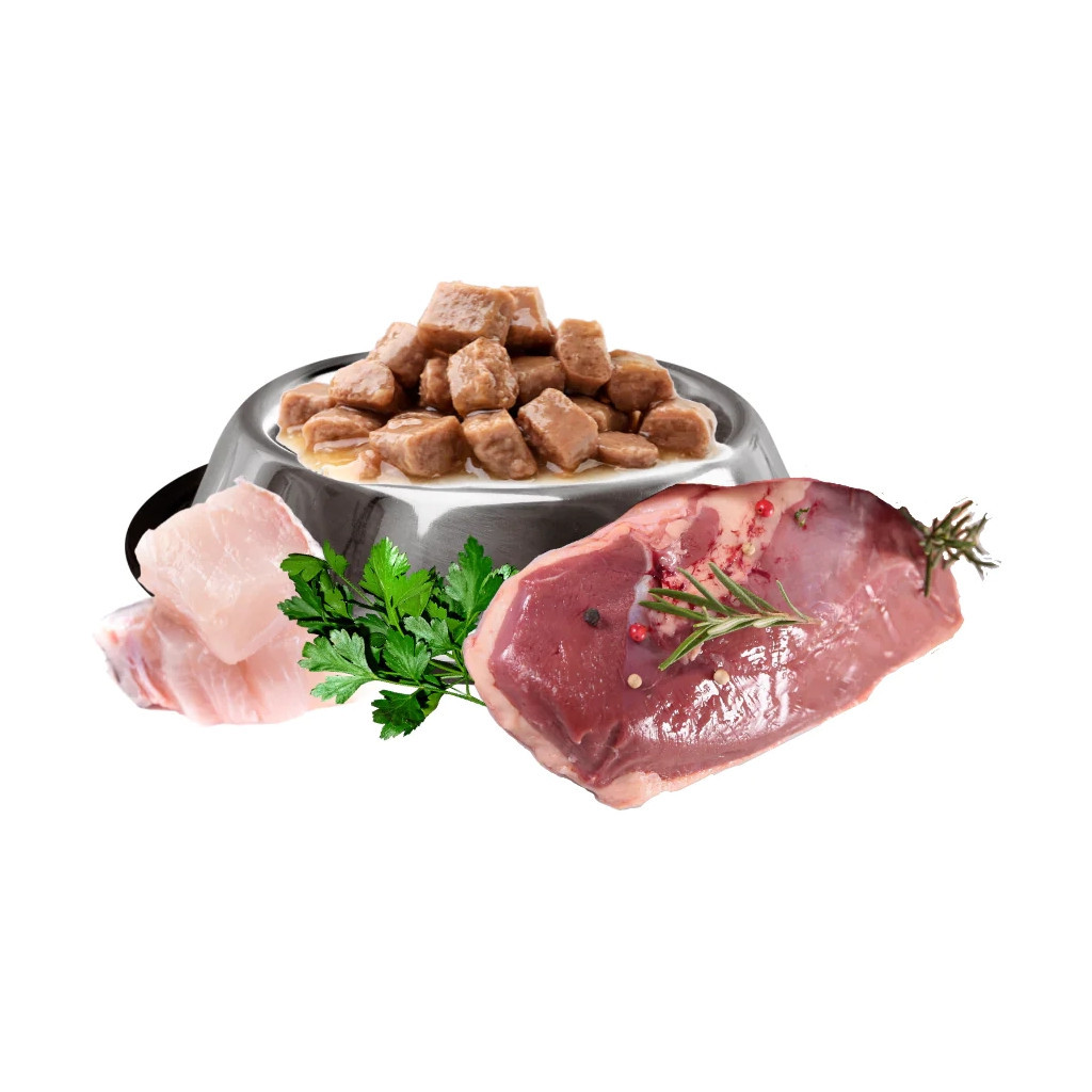 Вологий корм для кішок Mis Kiss з качкою в соусі 100 г (4820164440193/4820111141470) - фото 2 Вологий корм для кішок Mis Kiss з качкою в соусі 100 г (4820164440193/4820111141470) - фото 2