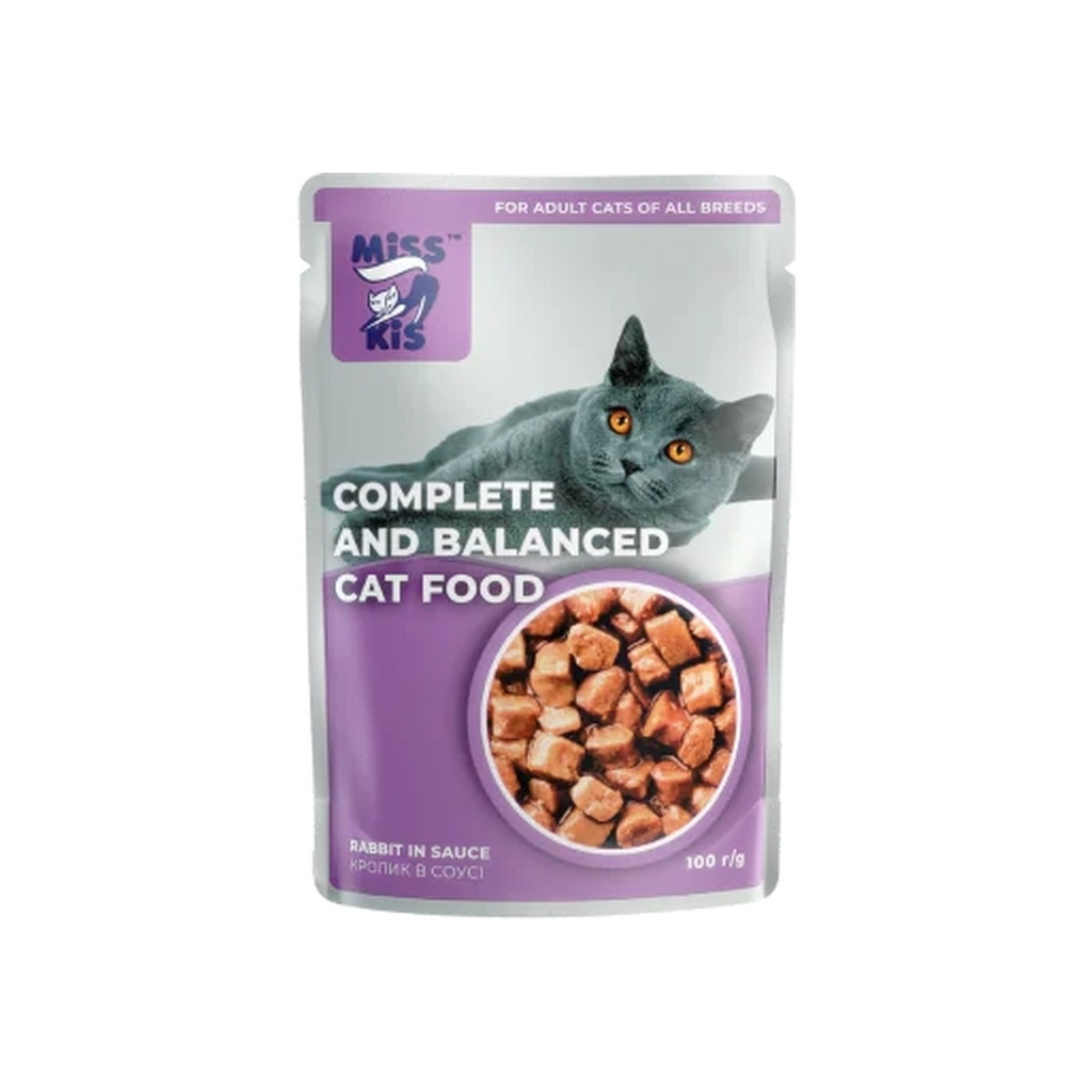 Вологий корм для кішок Mis Kiss з кроликом в соусі 100 г (4820164440148/4820111141463) Вологий корм для кішок Mis Kiss з кроликом в соусі 100 г (4820164440148/4820111141463)