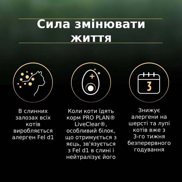 Сухий корм для кішок Purina Pro Plan LiveClear для зменшення алергенів на шерсті з індичкою 1.4 к (7613287232526) - фото 6