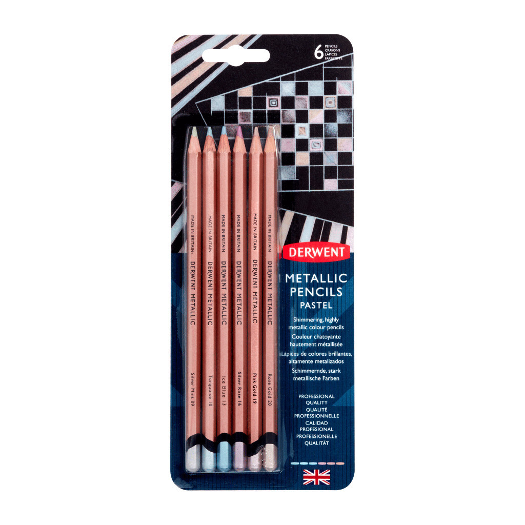 Олівці кольорові Derwent Metallic PASTEL, 6 кольорів (5028252598620) - фото 1 Олівці кольорові Derwent Metallic PASTEL, 6 кольорів (5028252598620) - фото 1