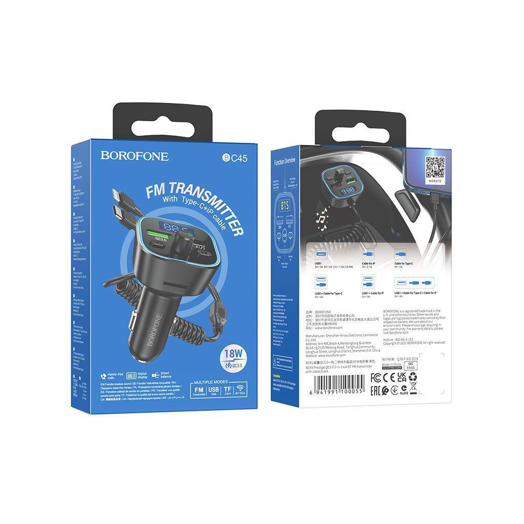 FM модулятор BOROFONE BC45, Black, Box (BC45) - фото 4 FM модулятор BOROFONE BC45, Black, Box (BC45) - фото 4