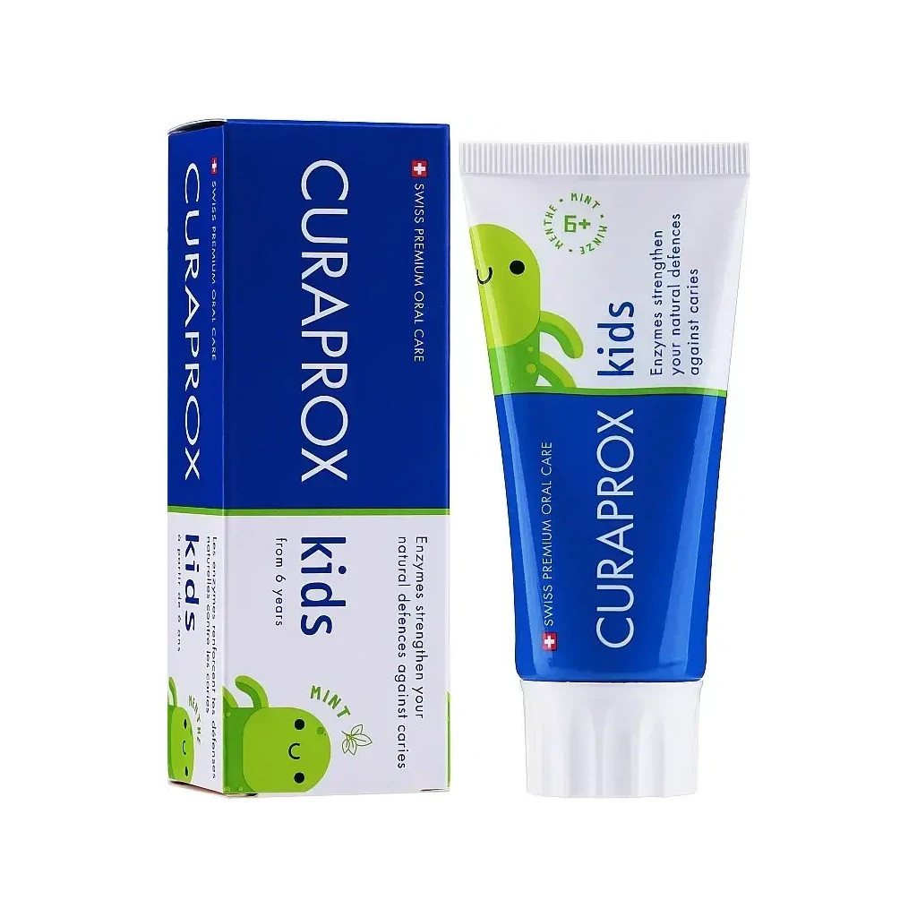 Дитяча зубна паста Curaprox Kids із фтором 1450 ppm від 6 років смак м'яти 60 мл (TPkids1450M) - фото 1 Дитяча зубна паста Curaprox Kids із фтором 1450 ppm від 6 років смак м'яти 60 мл (TPkids1450M) - фото 1