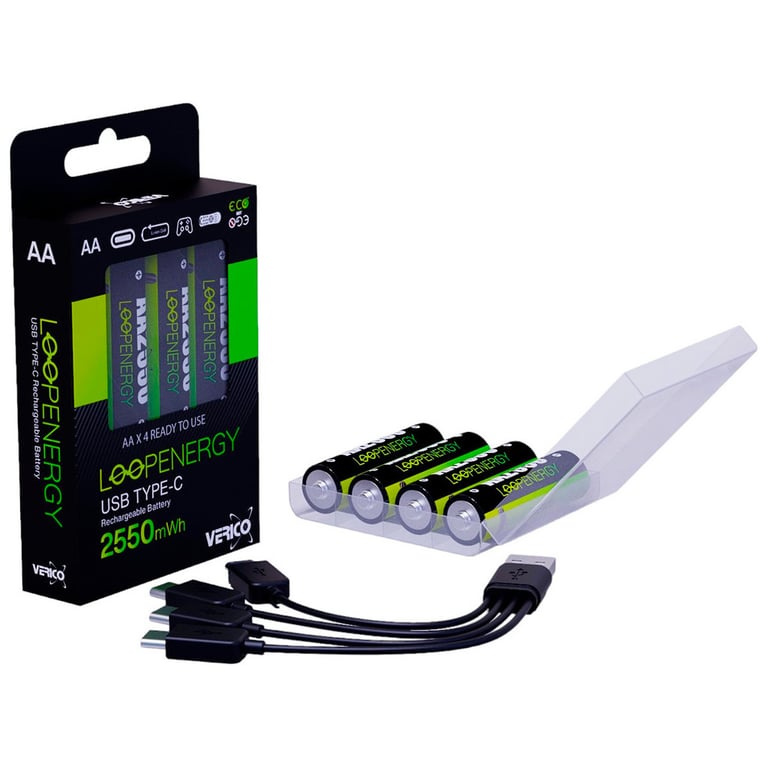 Акумулятор Verico AA USB Type-C 1700mAh 1.5V Li-ion * 4 (LoopEnergy) (1UDBT-A1WEAC-NN) - фото 3