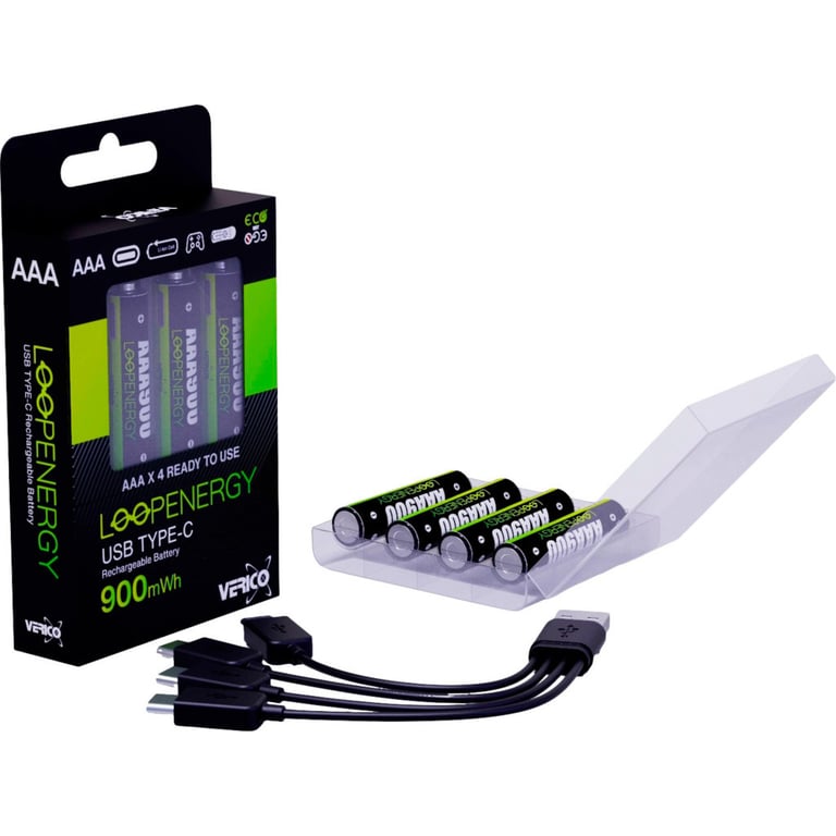 Акумулятор Verico AAA USB Type-C 600mAh 1.5V Li-ion * 4 (LoopEnergy) (1UDBT-A2WEBC-NN) - фото 3