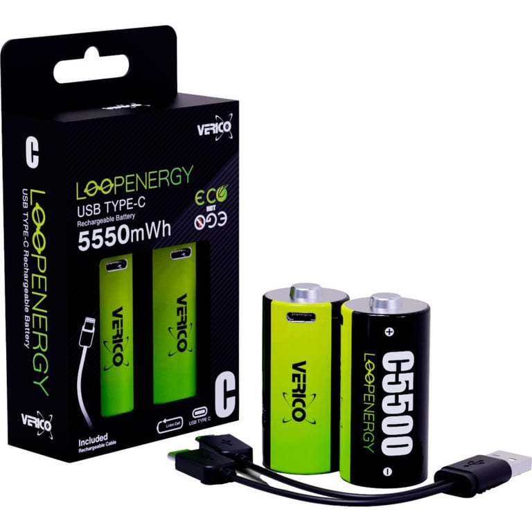 Акумулятор Verico C/R14 USB Type-C 3700mAh 1.5V Li-ion * 2 (LoopEnergy) (1BTOV-A4N0A2-NN) - фото 4
