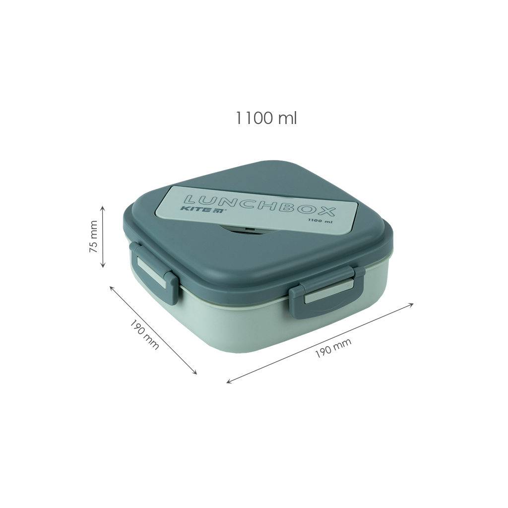 Ланч-бокс дитячий Kite з розділювачем 1100 мл, зелений (K23-186-1) - фото 2 Ланч-бокс дитячий Kite з розділювачем 1100 мл, зелений (K23-186-1) - фото 2