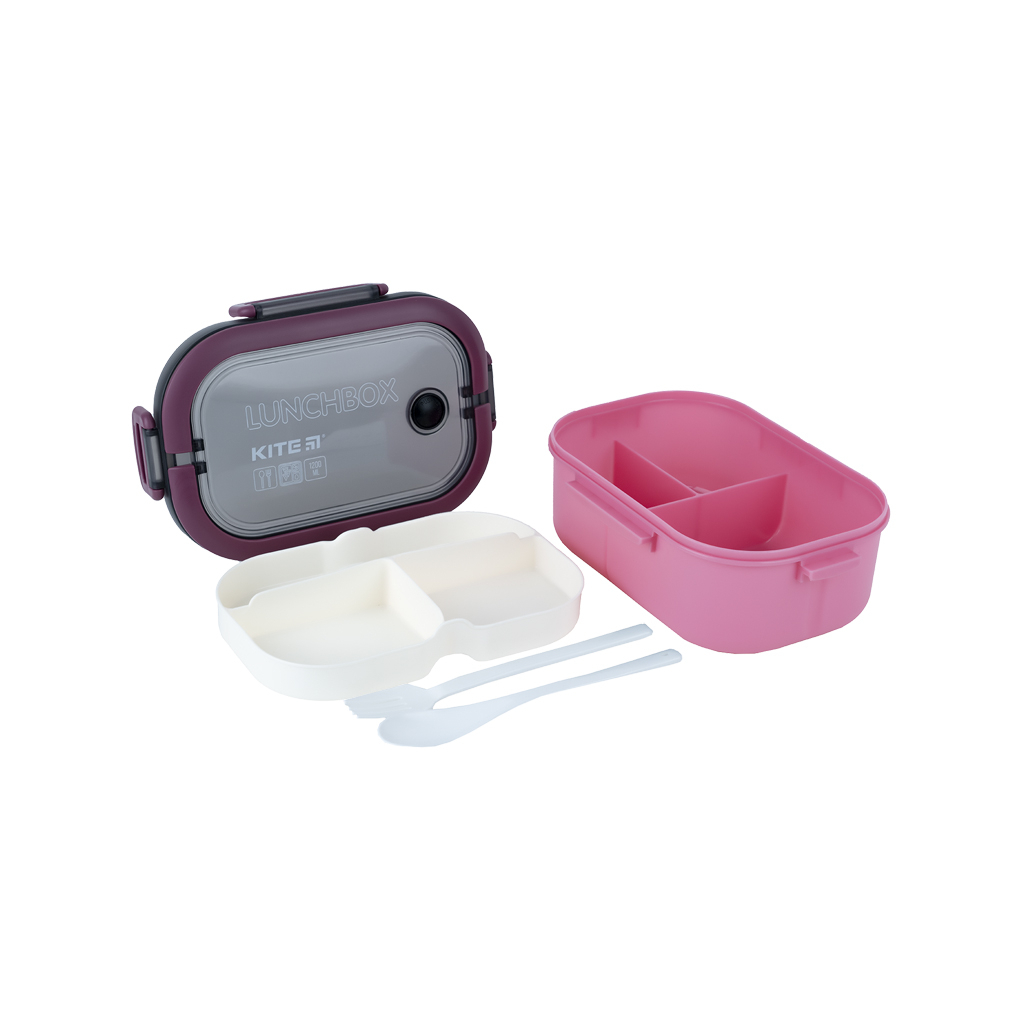 Ланч-бокс дитячий Kite з розділювачем 1200 мл, бордовий (K23-184-3) - фото 3 Ланч-бокс дитячий Kite з розділювачем 1200 мл, бордовий (K23-184-3) - фото 3