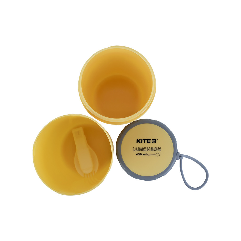 Ланч-бокс дитячий Kite круглий 450 мл, жовтий (K23-187-1) - фото 3 Ланч-бокс дитячий Kite круглий 450 мл, жовтий (K23-187-1) - фото 3