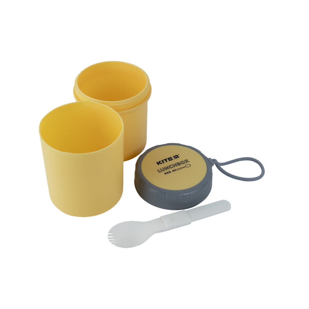 Ланч-бокс дитячий Kite круглий 450 мл, жовтий (K23-187-1) - фото 4 Ланч-бокс дитячий Kite круглий 450 мл, жовтий (K23-187-1) - фото 4