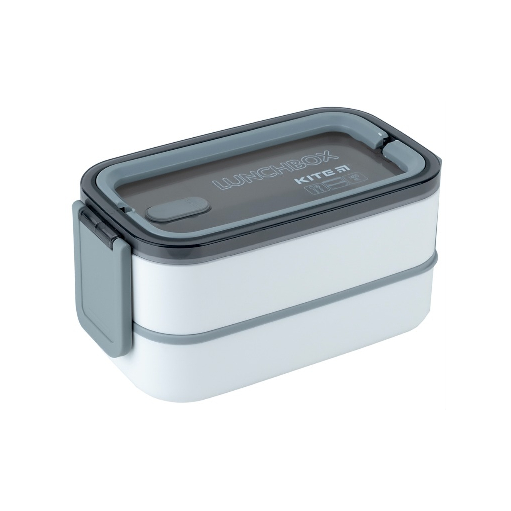 Ланч-бокс дитячий Kite подвійний з наповненням 1400 мл, білий (K23-183-1) Ланч-бокс дитячий Kite подвійний з наповненням 1400 мл, білий (K23-183-1)