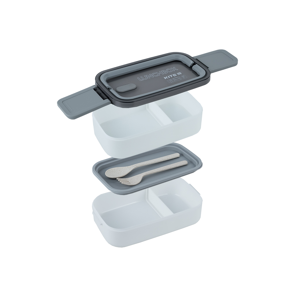 Ланч-бокс дитячий Kite подвійний з наповненням 1400 мл, білий (K23-183-1) - фото 4 Ланч-бокс дитячий Kite подвійний з наповненням 1400 мл, білий (K23-183-1) - фото 4