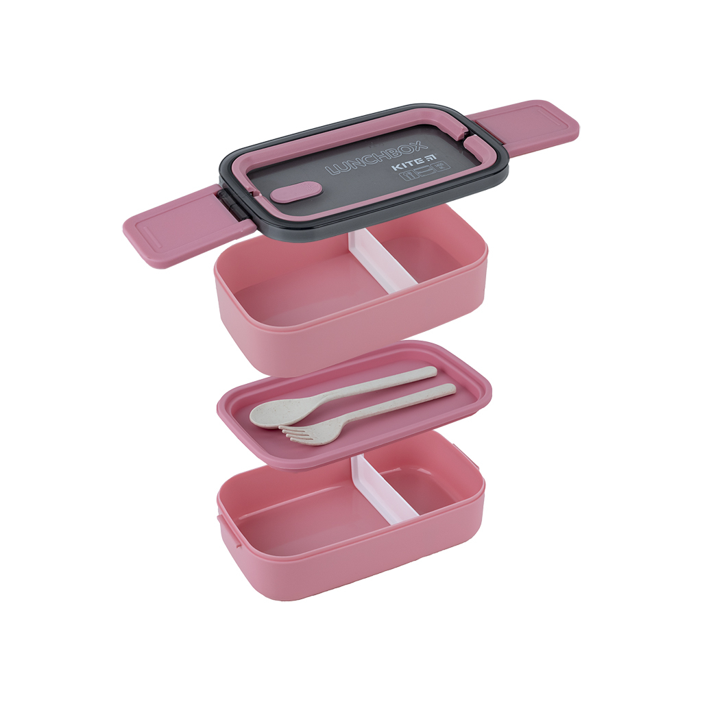 Ланч-бокс дитячий Kite подвійний з наповненням 1400 мл, рожевий (K23-183-3) - фото 4 Ланч-бокс дитячий Kite подвійний з наповненням 1400 мл, рожевий (K23-183-3) - фото 4
