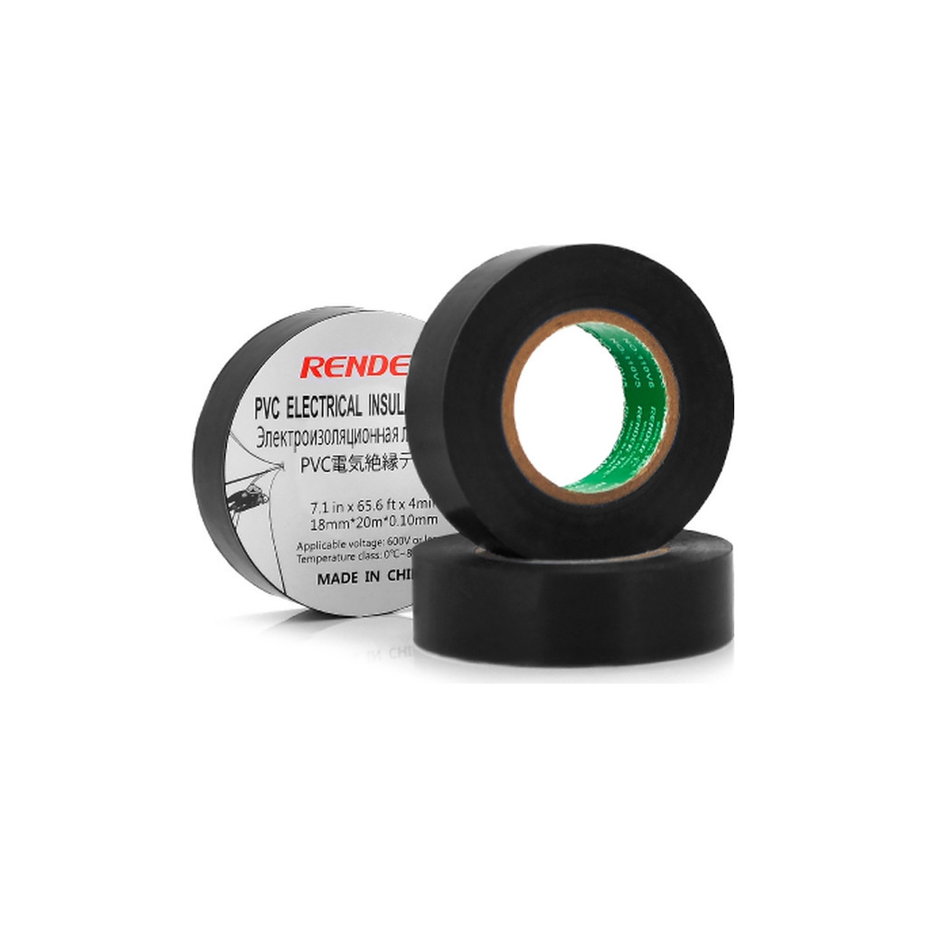 Ізоляційна стрічка Render 0.19мм*16мм*7м Black, temp-10+80°С, 2000V, 10 шт. (0,19мм*16мм*7м-Bk) - фото 1 Ізоляційна стрічка Render 0.19мм*16мм*7м Black, temp-10+80°С, 2000V, 10 шт. (0,19мм*16мм*7м-Bk) - фото 1