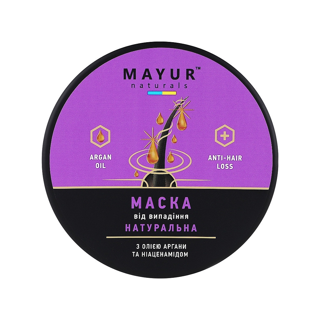 Маска для волосся Mayur Проти випадіння з Аргановою олією та Ніацинамідом 250 мл (4820230953374) - фото 1 Маска для волосся Mayur Проти випадіння з Аргановою олією та Ніацинамідом 250 мл (4820230953374) - фото 1