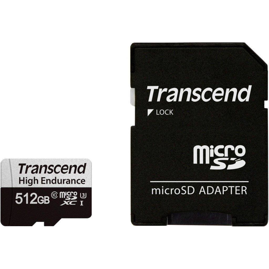 Карта пам'яті Transcend 512GB microSDXC class 10 UHS-I U3 High Endurance (TS512GUSD350V) - фото 1 Карта пам'яті Transcend 512GB microSDXC class 10 UHS-I U3 High Endurance (TS512GUSD350V) - фото 1