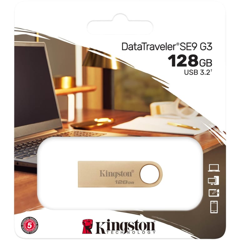 USB флеш накопичувач Kingston 128GB DataTraveler SE9 G3 Gold USB 3.2 (DTSE9G3/128GB) - фото 6