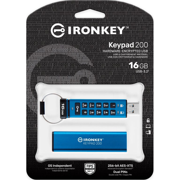 USB флеш накопичувач Kingston 16GB IronKey Keypad 200 Blue USB 3.2 (IKKP200/16GB) - фото 6