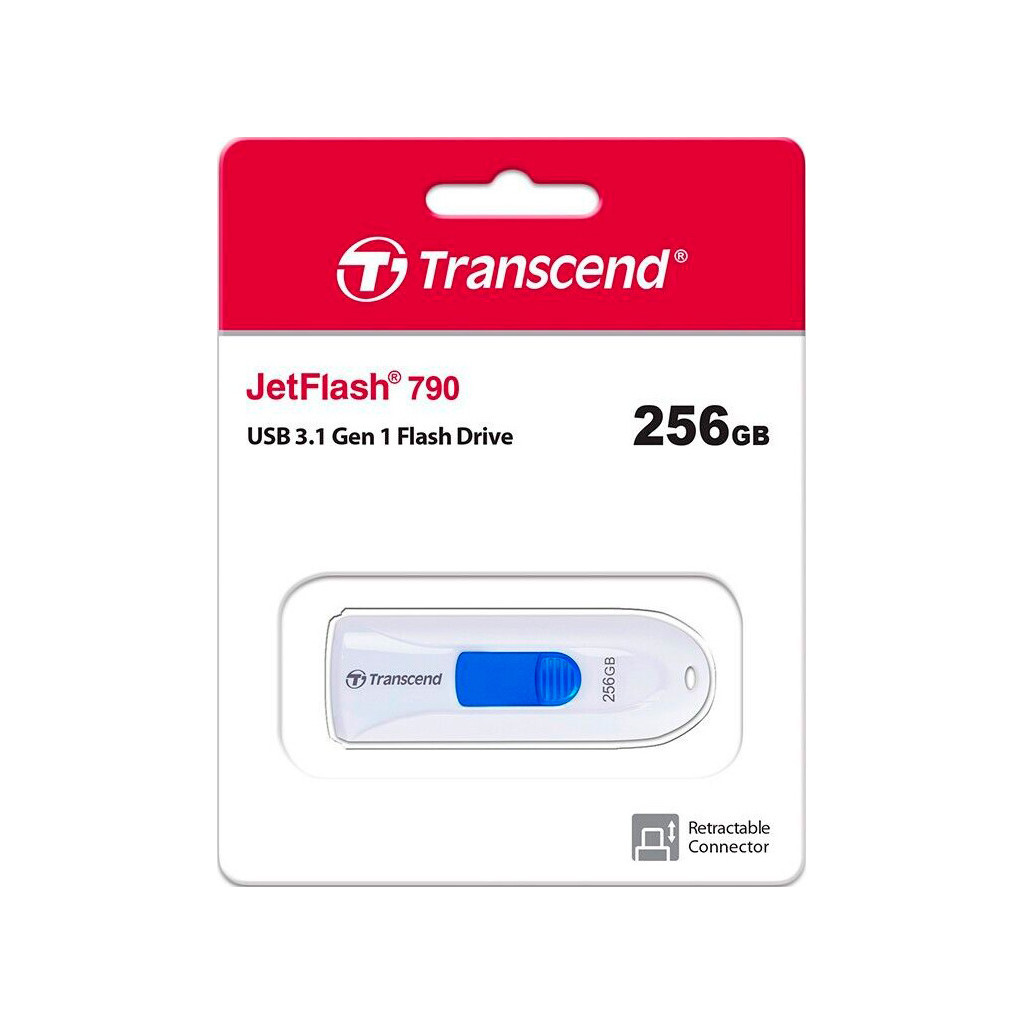 USB флеш накопичувач Transcend 256GB JetFlash 790 White USB 3.1 (TS256GJF790W) - фото 5 USB флеш накопичувач Transcend 256GB JetFlash 790 White USB 3.1 (TS256GJF790W) - фото 5