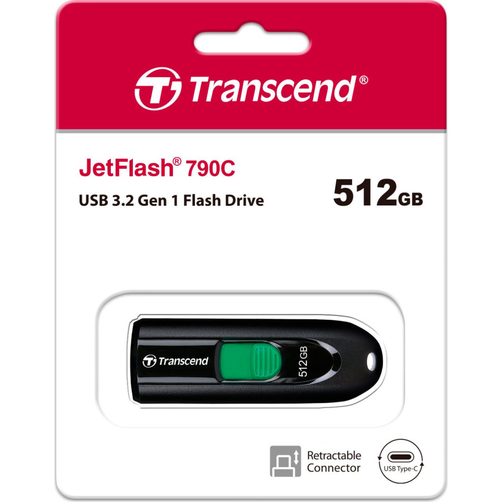 USB флеш накопичувач Transcend 512GB JetFlash 790C USB 3.1 Type-C (TS512GJF790C) - фото 7 USB флеш накопичувач Transcend 512GB JetFlash 790C USB 3.1 Type-C (TS512GJF790C) - фото 7