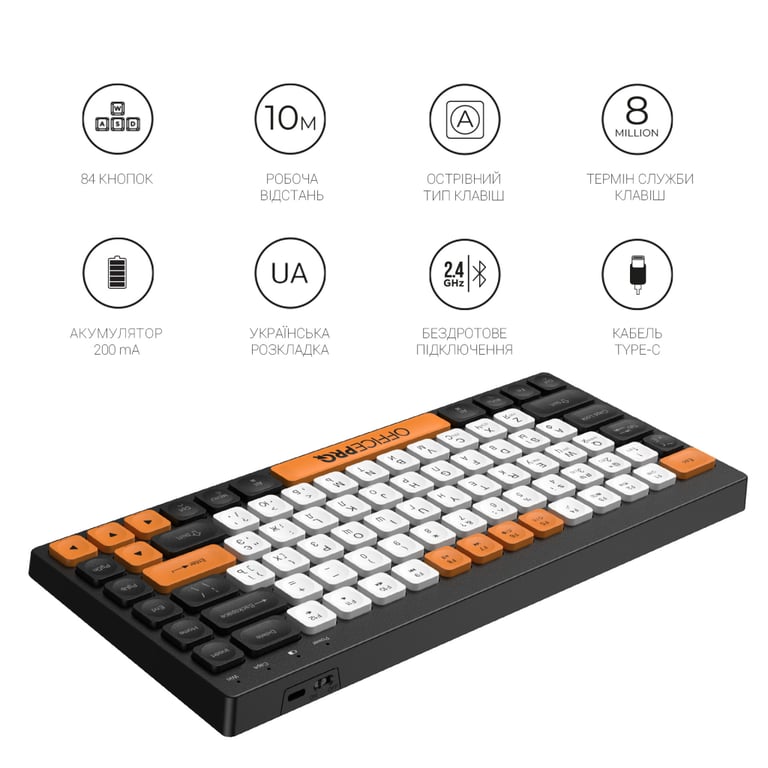 Клавіатура OfficePro SK955B Wireless/Bluetooth Black (SK955B) - фото 10