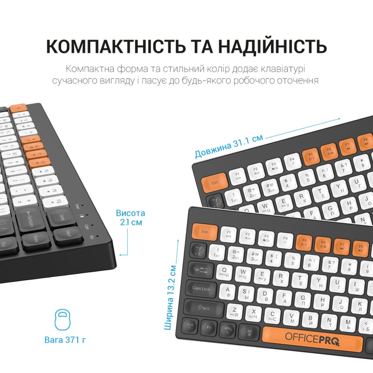 Клавіатура OfficePro SK955B Wireless/Bluetooth Black (SK955B) - фото 5