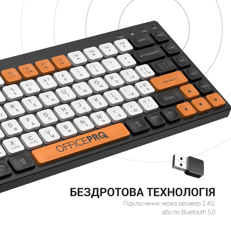 Клавіатура OfficePro SK955B Wireless/Bluetooth Black (SK955B) - фото 9