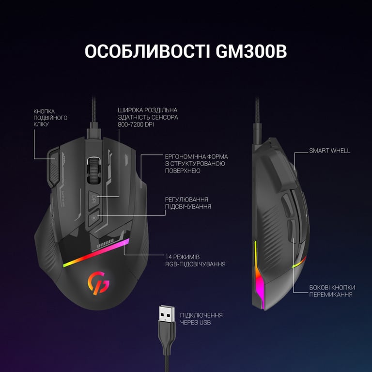 Мишка GamePro GM300B USB Black (GM300B) - фото 9