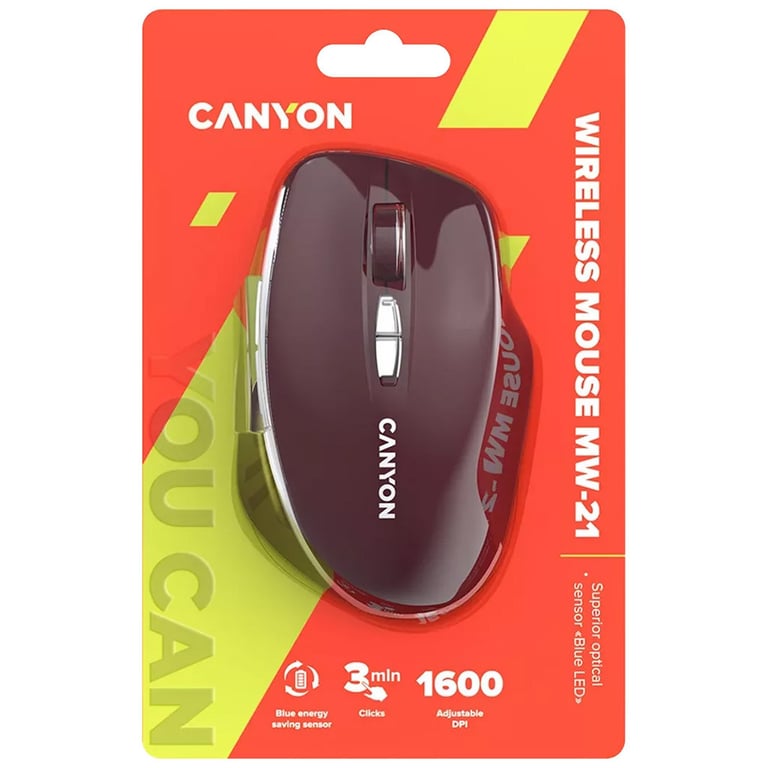 Мишка Canyon MW-21 Wireless Blue LED Burgundy (CNS-CMSW21BR) - фото 6
