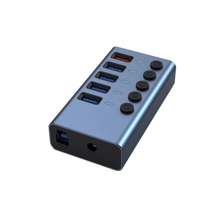 Концентратор Dynamode 5 ports USB3.0 to 4*USB3.0+2.4А Power Adapter 2.5A/12V (DM-UH-P405-G) - фото 1