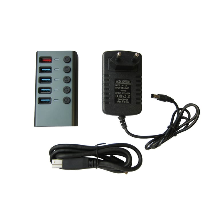 Концентратор Dynamode 5 ports USB3.0 to 4*USB3.0+2.4А Power Adapter 2.5A/12V (DM-UH-P405-G) - фото 3