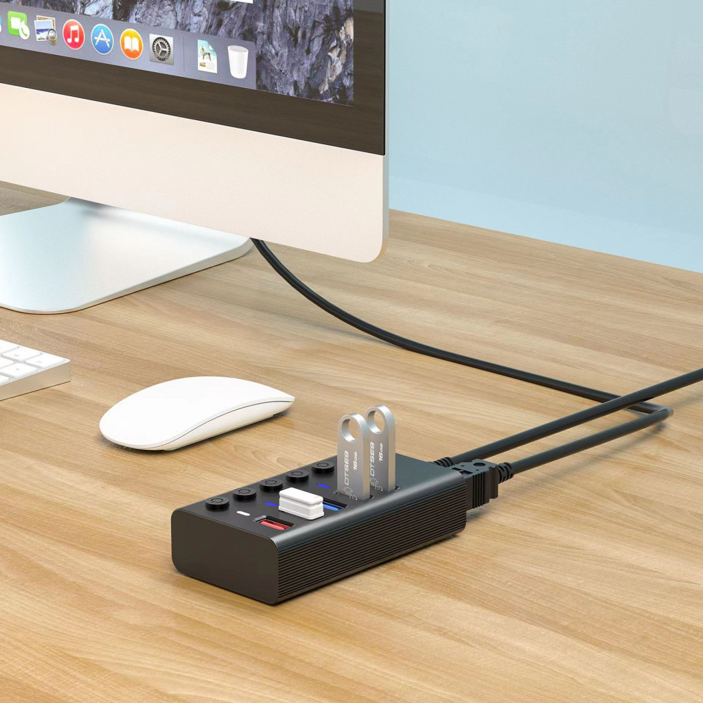 Концентратор Dynamode 5 ports USB3.0 to 4*USB3.0+2.4А Power Adapter 2.5A/12V (DM-UH-P405-G) - фото 5 Концентратор Dynamode 5 ports USB3.0 to 4*USB3.0+2.4А Power Adapter 2.5A/12V (DM-UH-P405-G) - фото 5