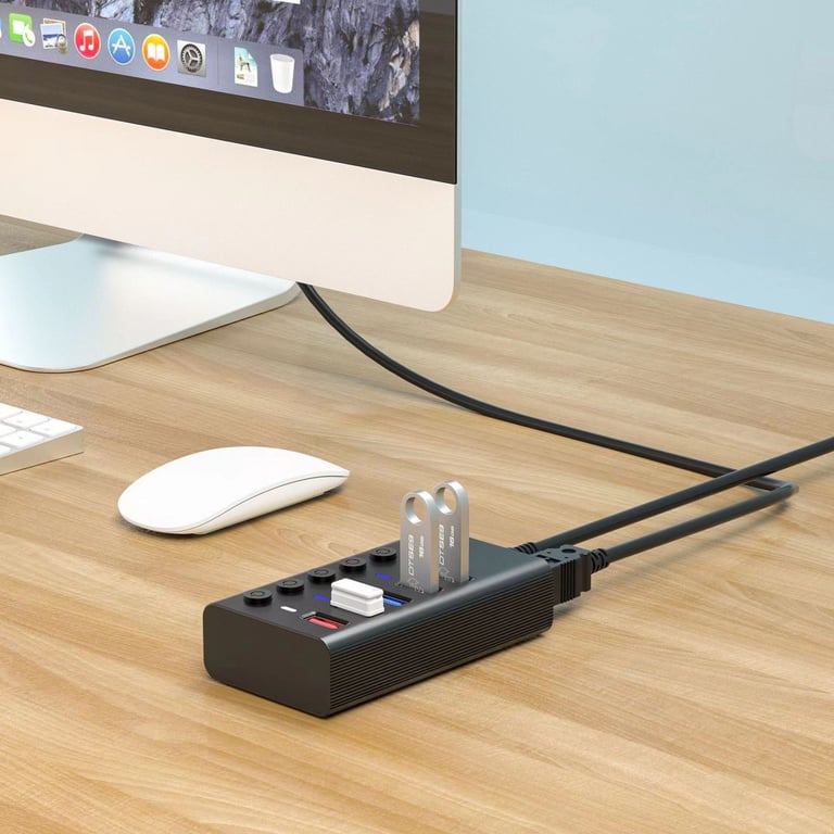 Концентратор Dynamode 5 ports USB3.0 to 4*USB3.0+2.4А Power Adapter 2.5A/12V (DM-UH-P405-G) - фото 5