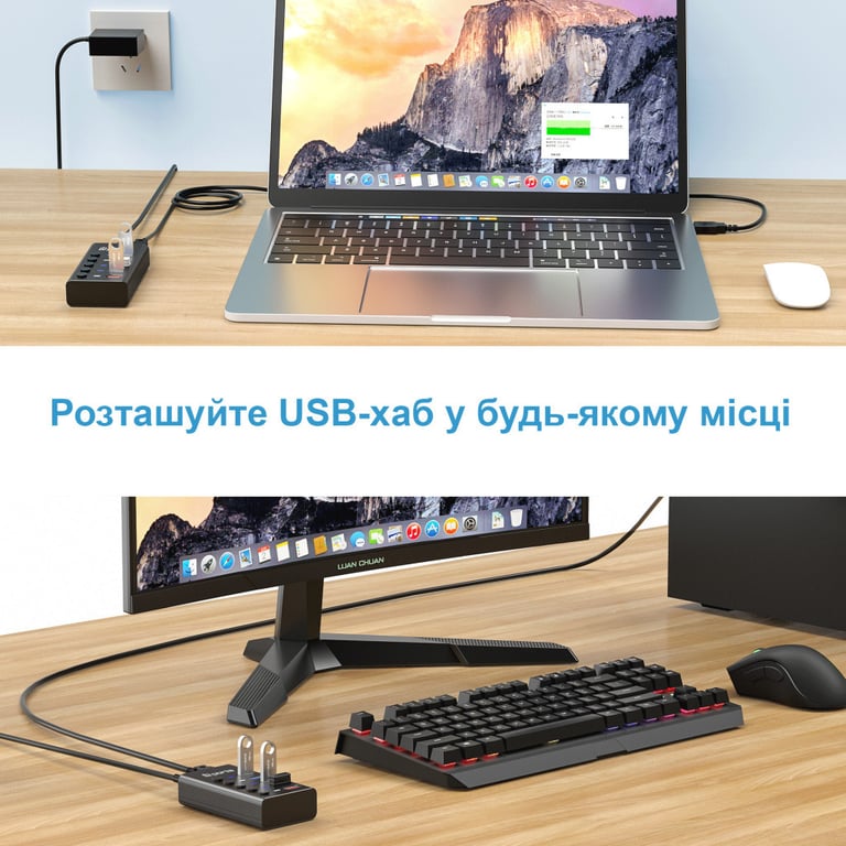 Концентратор Dynamode 5 ports USB3.0 to 4*USB3.0+2.4А Power Adapter 2.5A/12V (DM-UH-P405-G) - фото 8