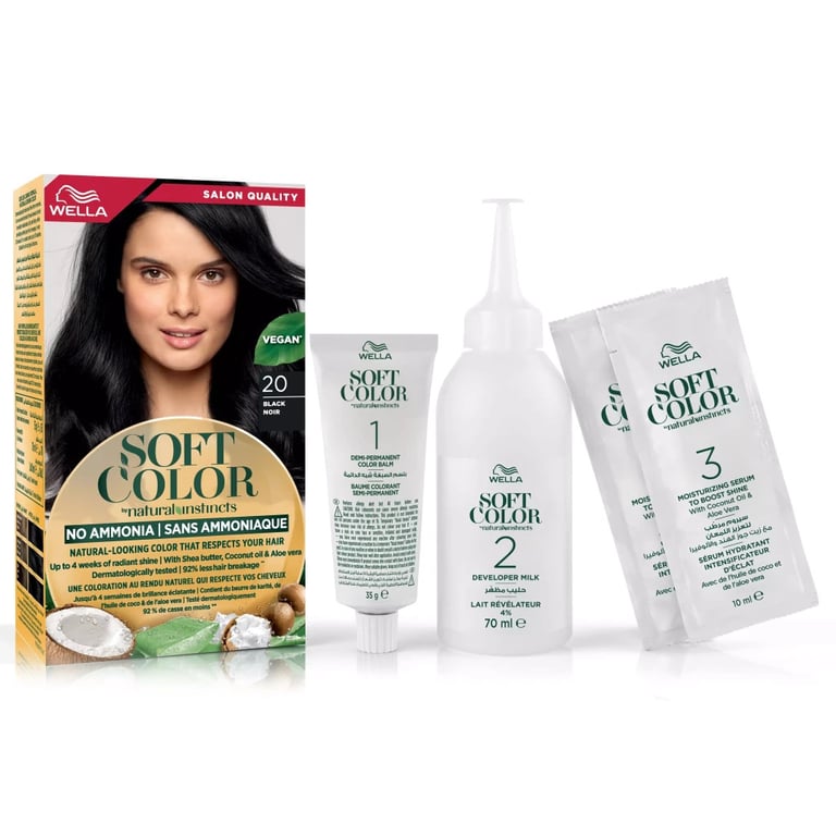 Фарба для волосся Wella Soft Color Безаміачна 20 - Чорний (3614228865883) - фото 5