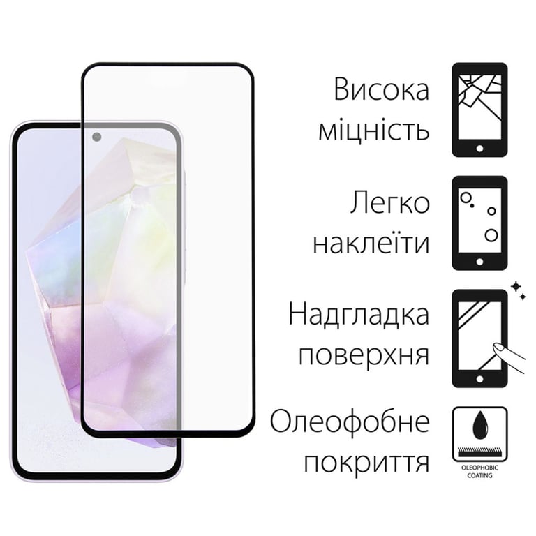 Скло захисне Dengos Full Glue Samsung Galaxy A35 5G (black) (TGFG-344) - фото 2