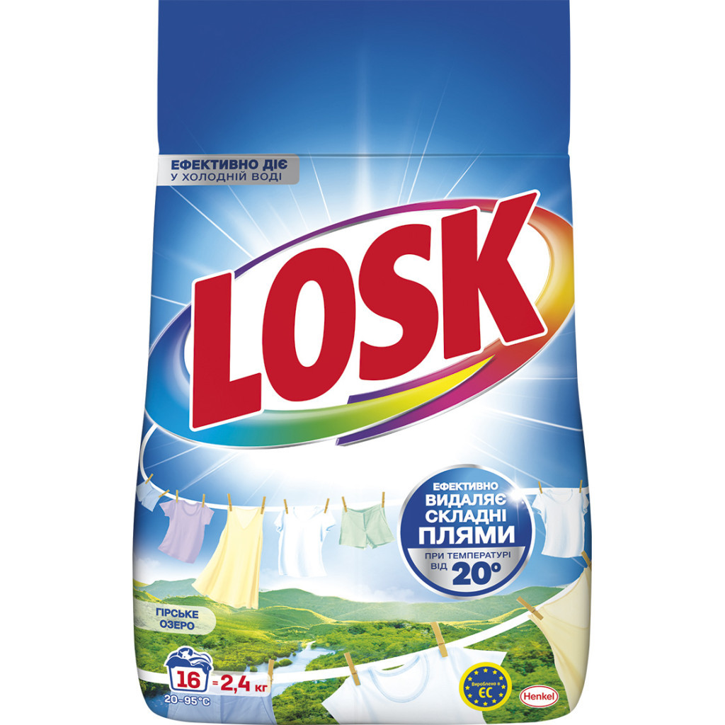 Пральний порошок Losk Автомат для білих та світлих речей Гірське озеро 2.4 кг (9000101805390) - фото 1