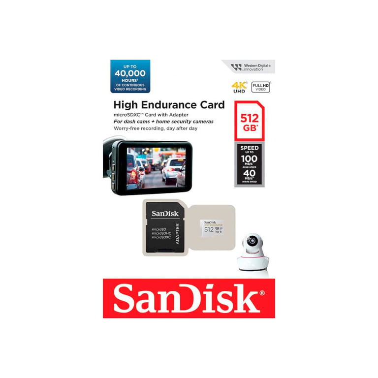 Карта пам'яті SanDisk 512GB microSDXC High Endurance UHS-I U3 V30 + SD adapter (SDSQQNR-512G-GN6IA) - фото 3