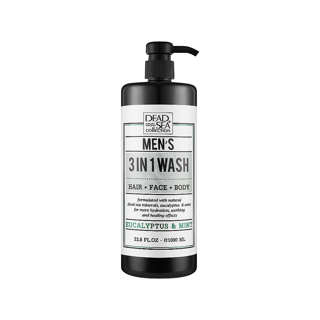 Гель для душу Dead Sea Collection Евкаліпт і м'ята Чоловічий 3 в 1 для тіла, волосся й обличчя 1000 мл (7290107427678) - фото 1