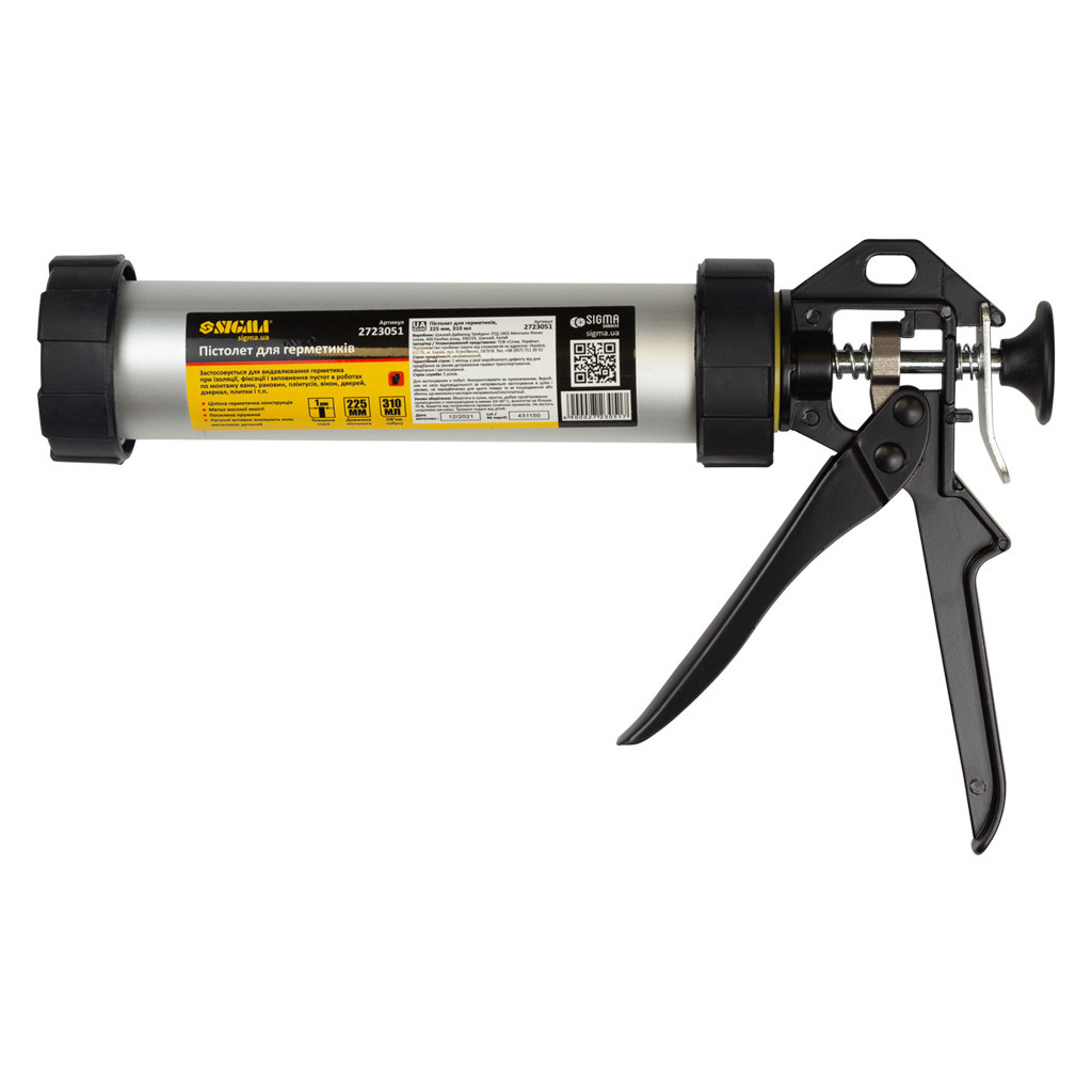 Пістолет для герметика Sigma 225мм 310мл алюмінієва туба (2723051) Пістолет для герметика Sigma 225мм 310мл алюмінієва туба (2723051)
