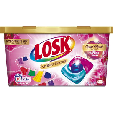 Капсули для прання Losk Power Caps Color Ароматерапія Ефірні масла та аромат Малазійської квітки 13 шт. (9000101803112) - фото 1