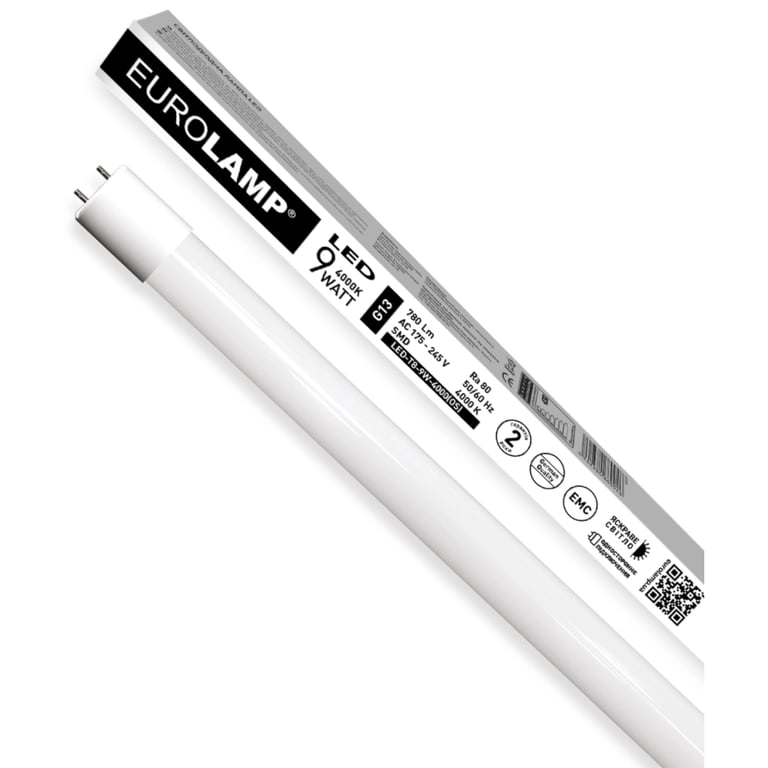 Лампочка Eurolamp T8 скло 9W 4000K (LED-T8-9W/4000(OS)) - фото 1