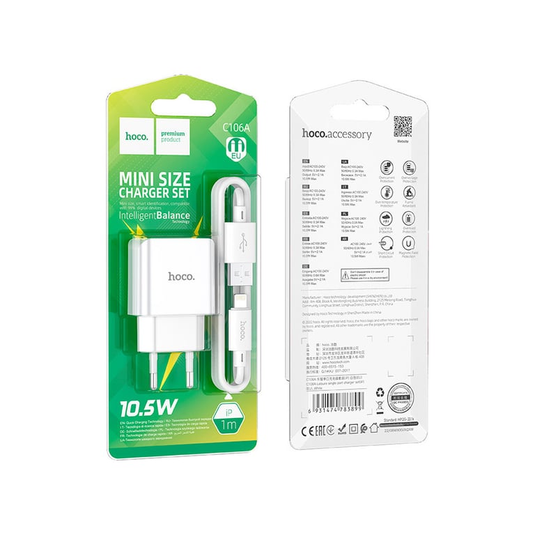 Зарядний пристрій HOCO C106A charger set(iP) White (6931474783899) - фото 7
