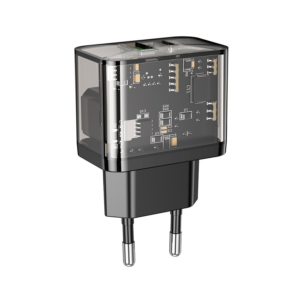 Зарядний пристрій HOCO N34 Dazzling dual-port Black (6931474799166) Зарядний пристрій HOCO N34 Dazzling dual-port Black (6931474799166)