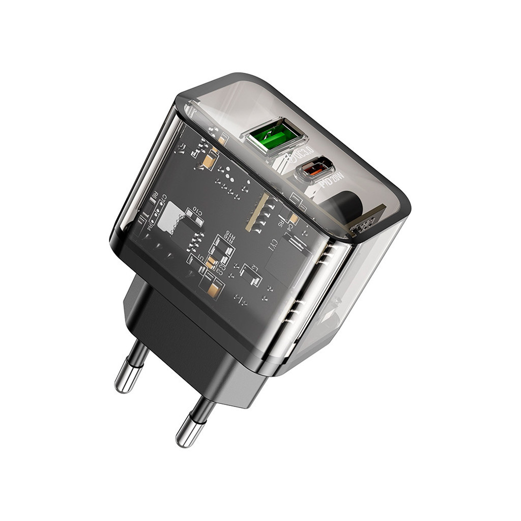 Зарядний пристрій HOCO N34 Dazzling dual-port Black (6931474799166) - фото 2 Зарядний пристрій HOCO N34 Dazzling dual-port Black (6931474799166) - фото 2