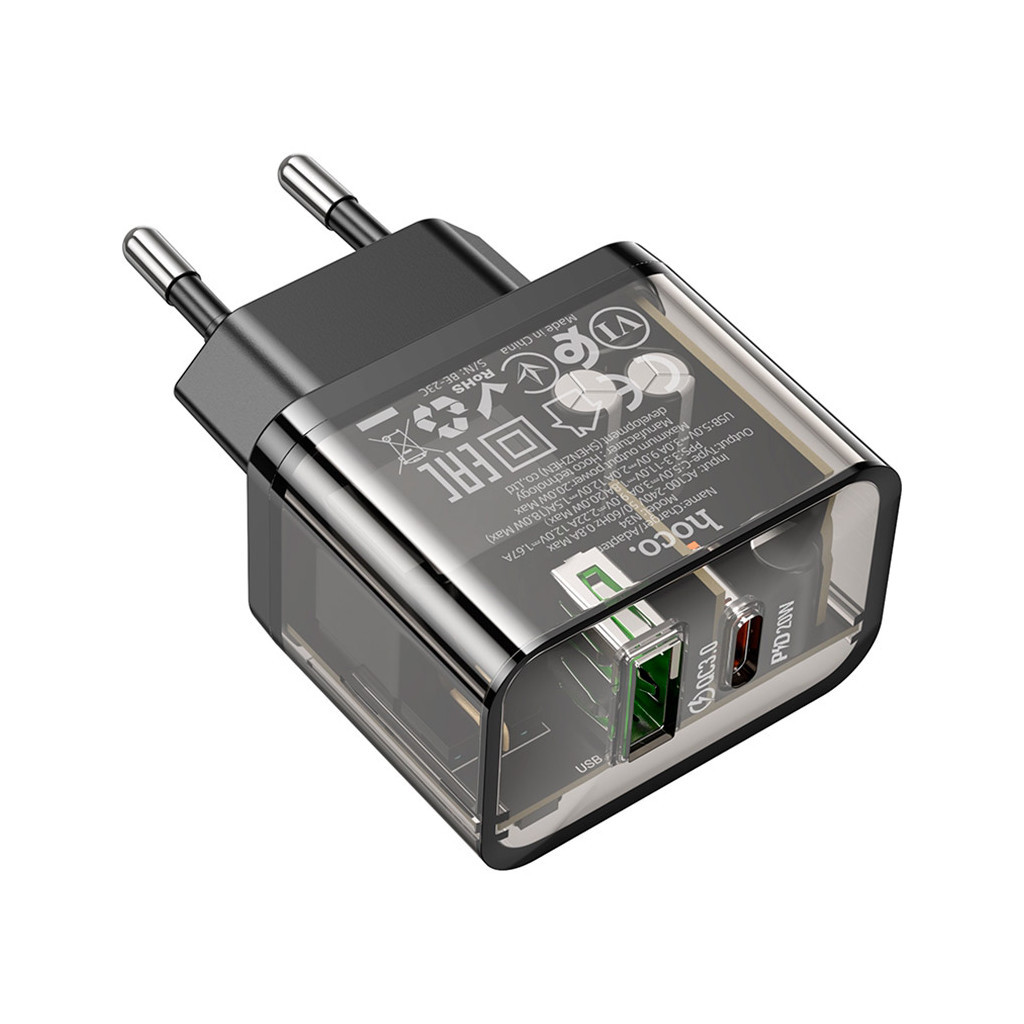 Зарядний пристрій HOCO N34 Dazzling dual-port Black (6931474799166) - фото 3 Зарядний пристрій HOCO N34 Dazzling dual-port Black (6931474799166) - фото 3