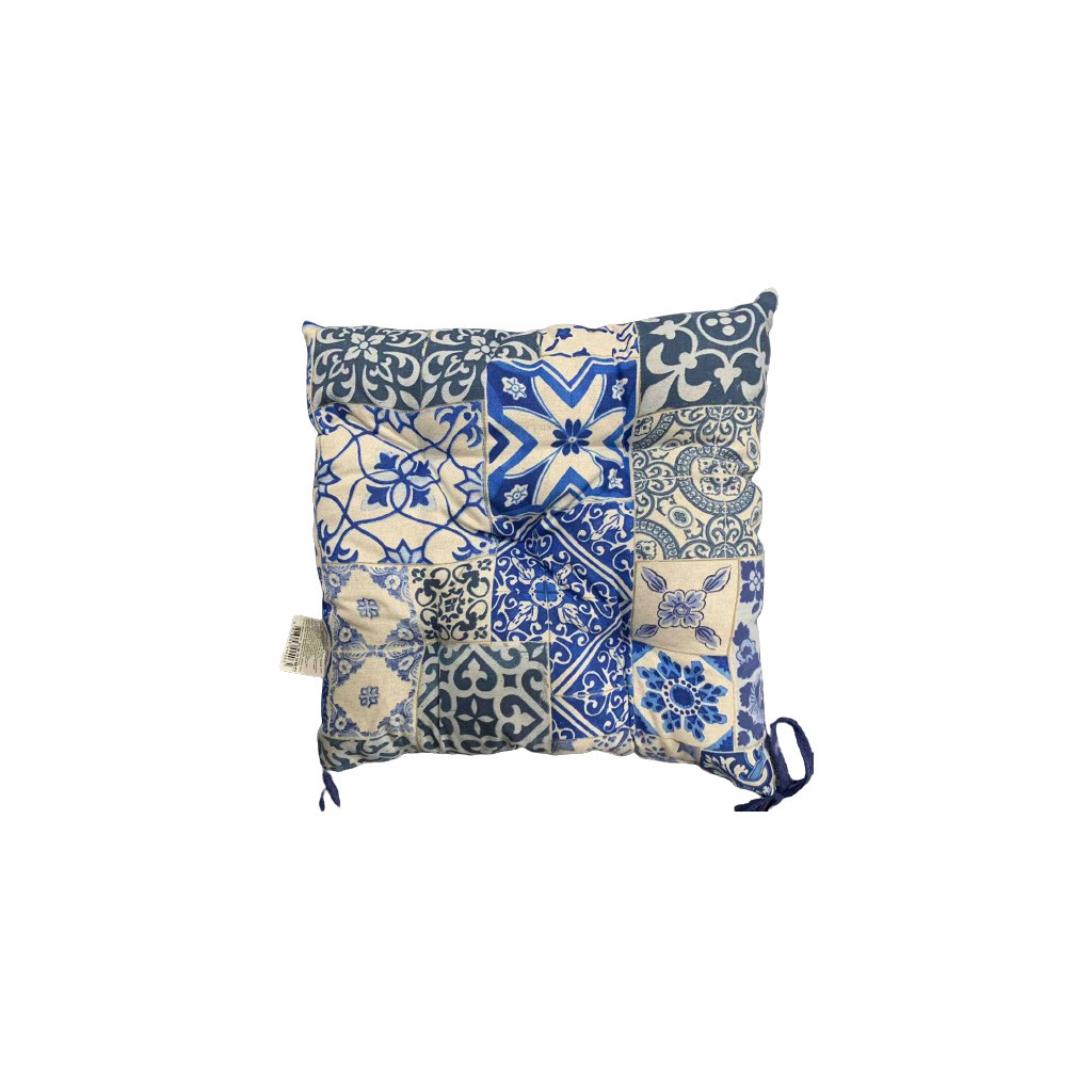 Подушка на стілець Прованс Фреска синя 40х40 см (028337) - фото 1 Подушка на стілець Прованс Фреска синя 40х40 см (028337) - фото 1