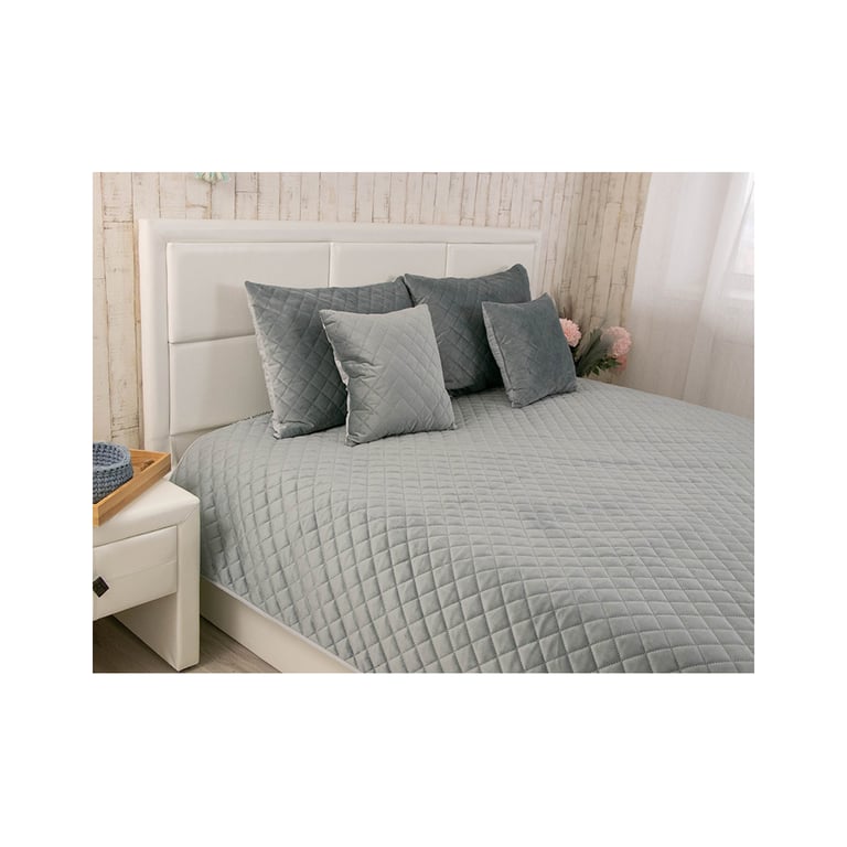 Покривало Руно двостороннє декоративне Velour Dark Grey ромб 150х220 см (360.55_Dark Grey ромб) - фото 2