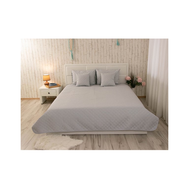 Покривало Руно двостороннє декоративне Velour Dark Grey ромб 150х220 см (360.55_Dark Grey ромб) - фото 7